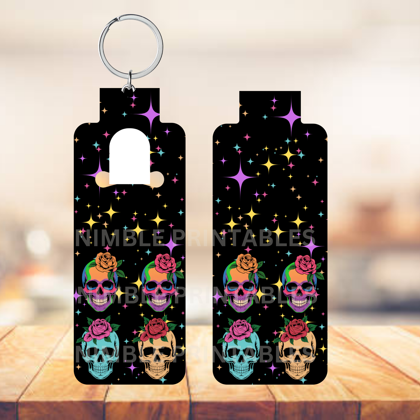 Neon Skull Lip Balm Holder Sublimation Bundle Halloween Key Ring Tag Fob PNG Design Instant Digital Download