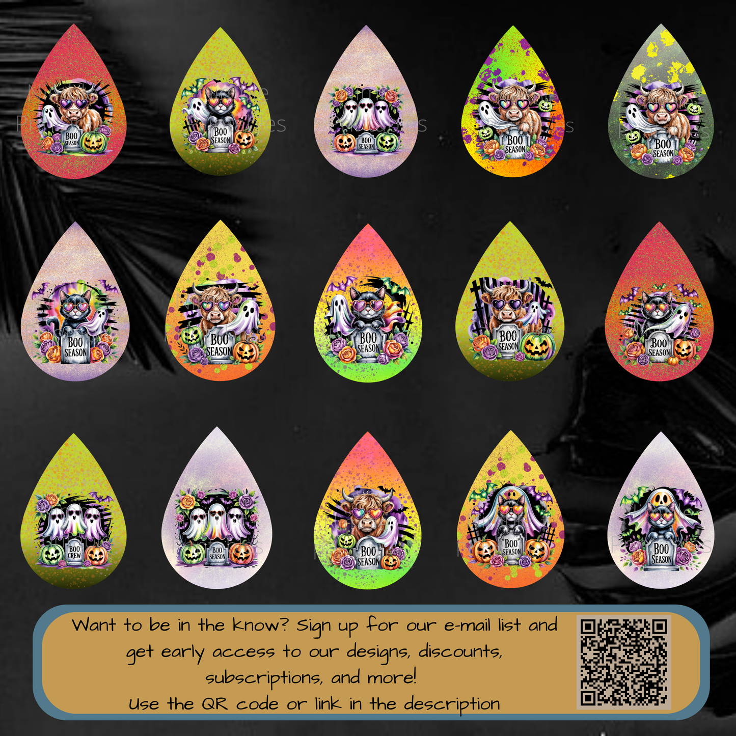 Halloween Party Favor Tags, Cute Monster Design, Colorful Teardrop Shapes, Pack of 12