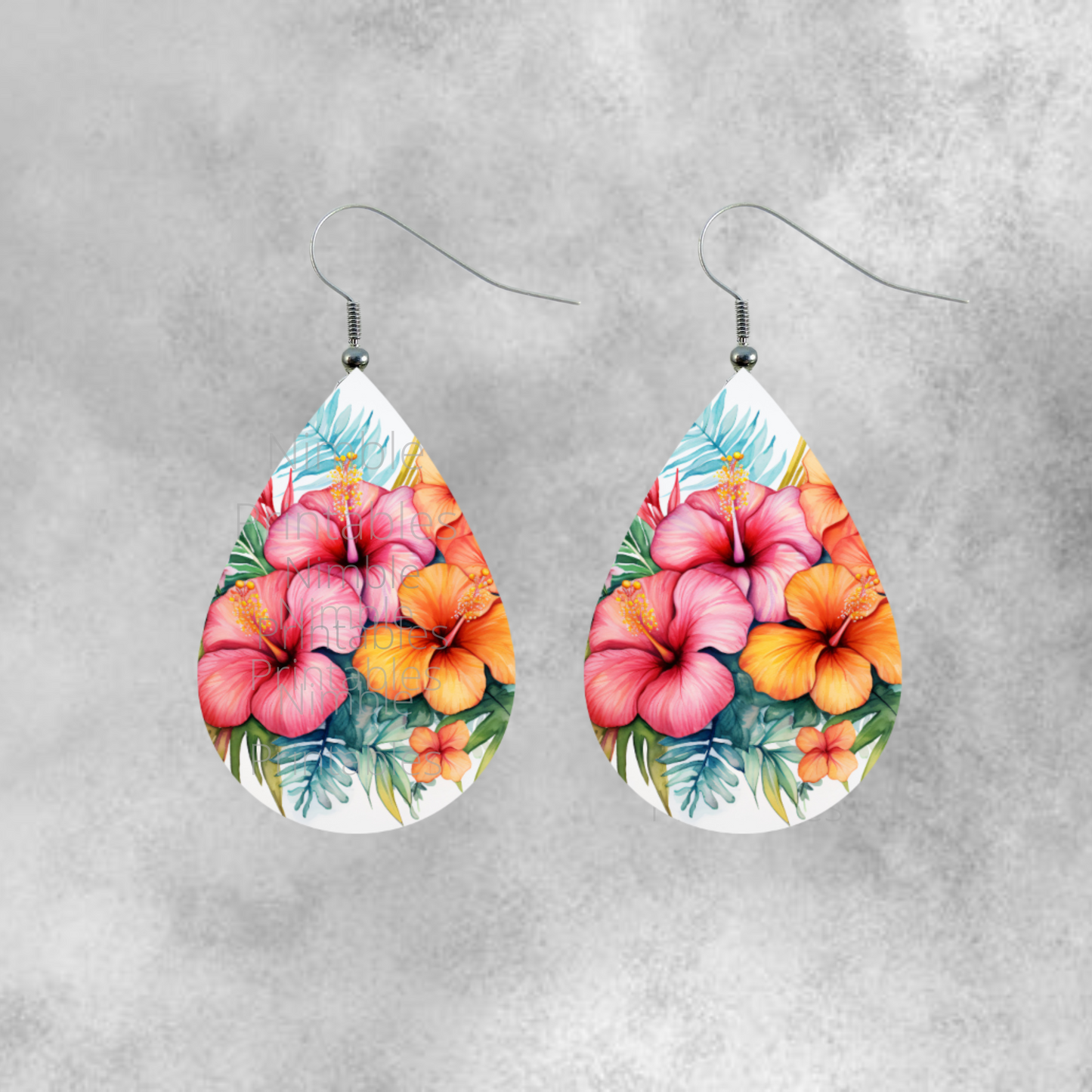Teardrop Earrings PNG Tropical Boho Floral Sublimation Earring Designs Digital Download Instant Download Floral PNG