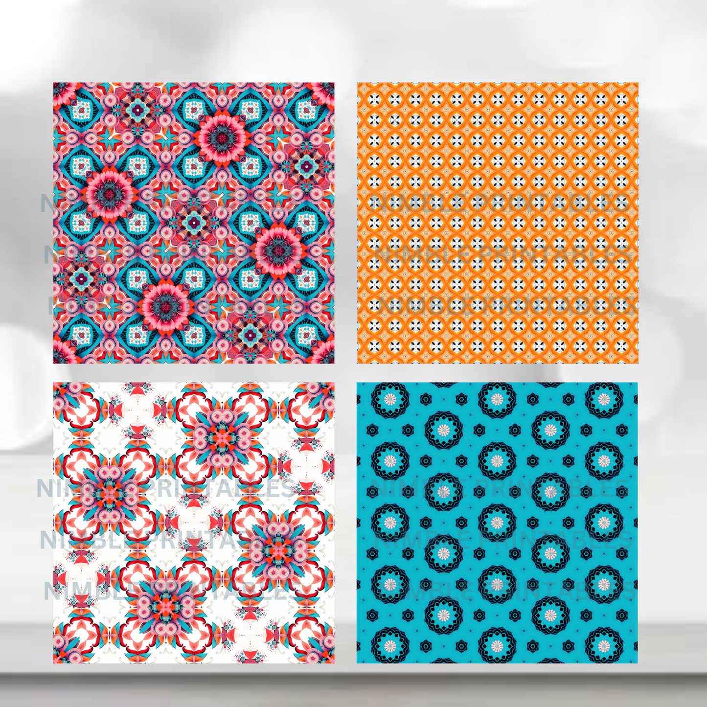 Bright Color Pallet Digital Paper Pack Seamless Pattern Scrapbook Paper Vibrant Background, Digital Download, Digital Paper Pattern