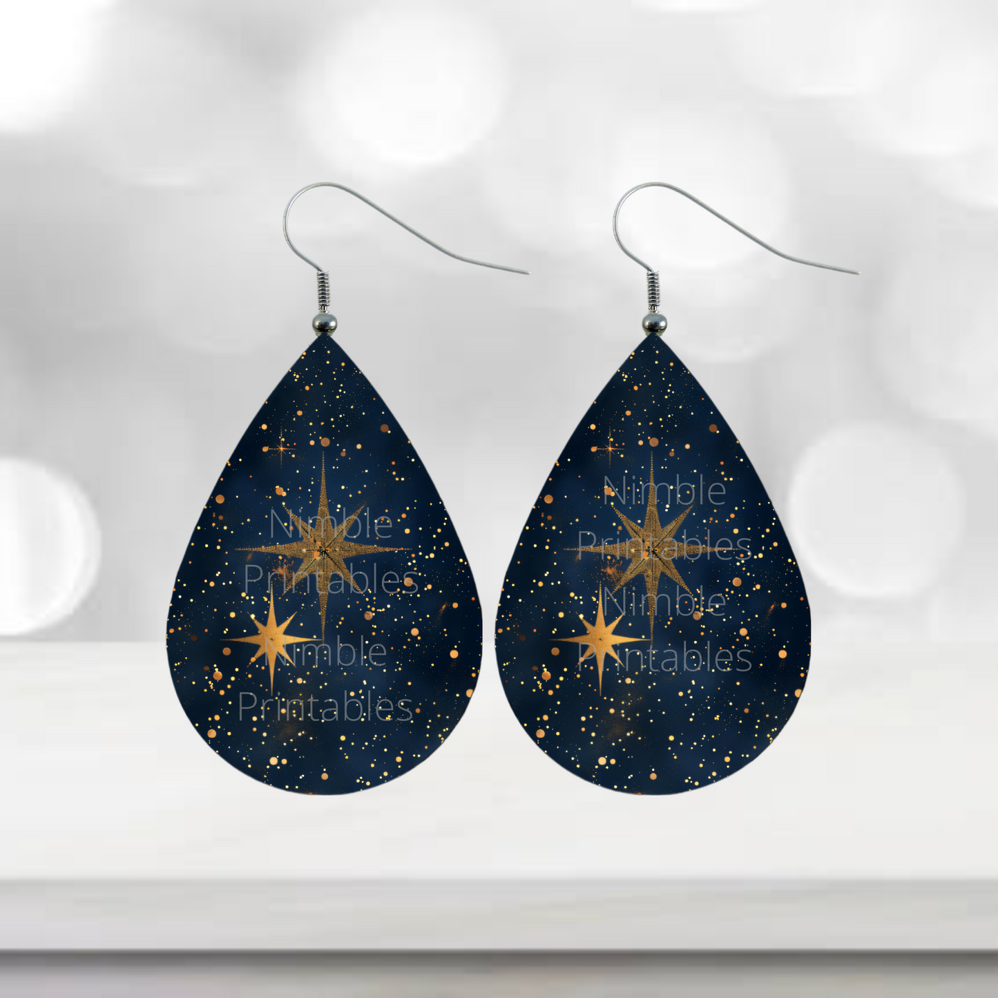 Teardrop Earring PNG Bundle Celestial Star Earrings Sublimation Digital Download Instant Download