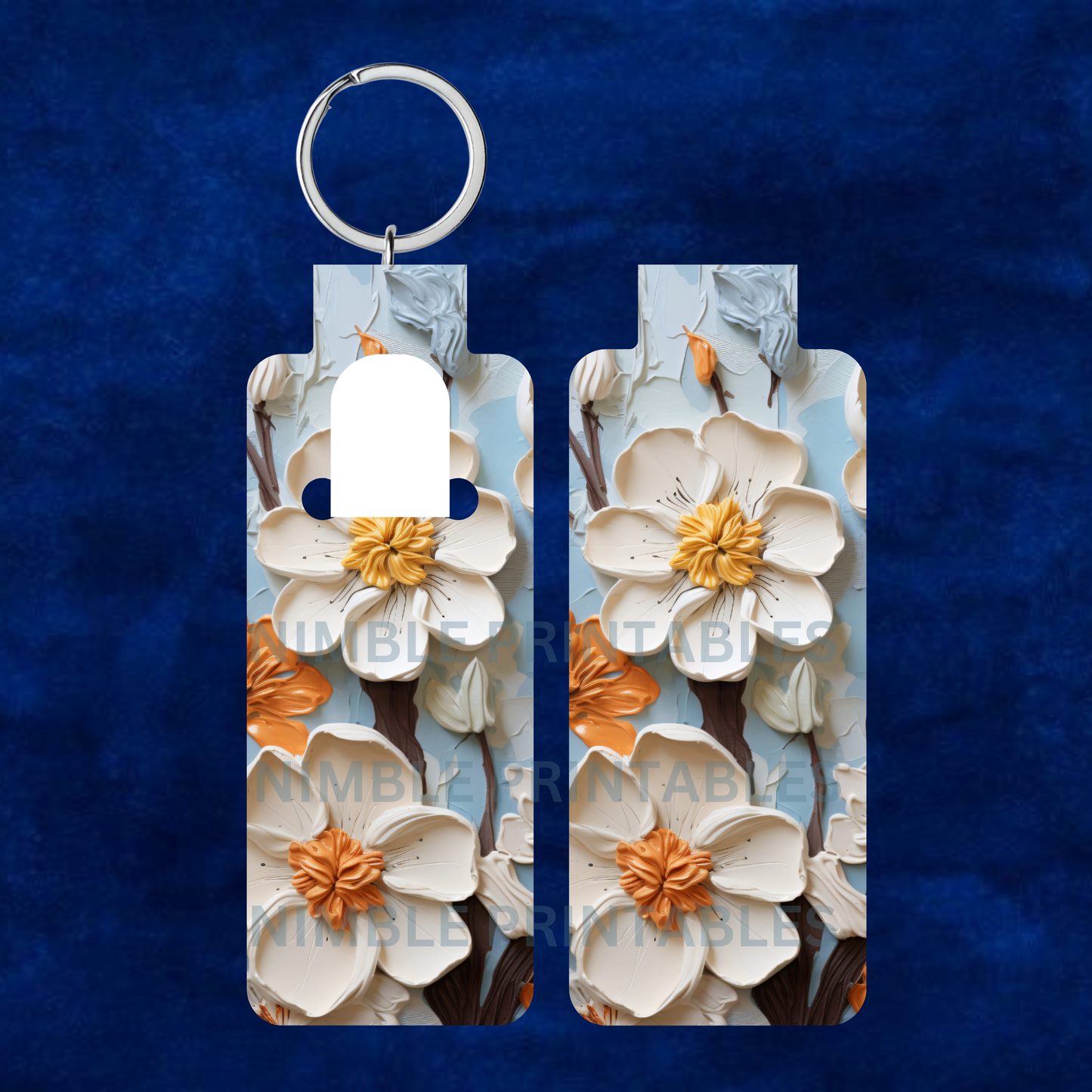 3D Floral Skinny Lip Balm Sublimation Bundle Skinny Lip Balm Holder PNG Key Ring Tag Fob Digital Downloads, Instant Download
