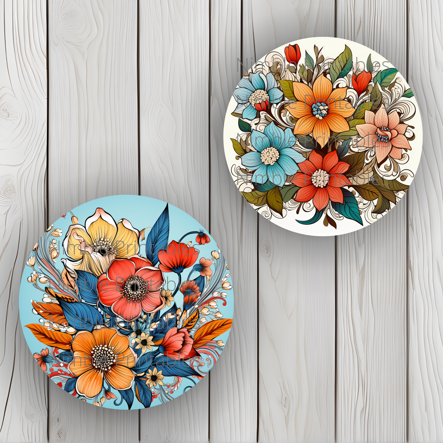 Boho Floral Car Coaster PNG, Floral, Car Coaster PNG, Boho PNG, Instant Downloads Sublimation Design Car Accessories