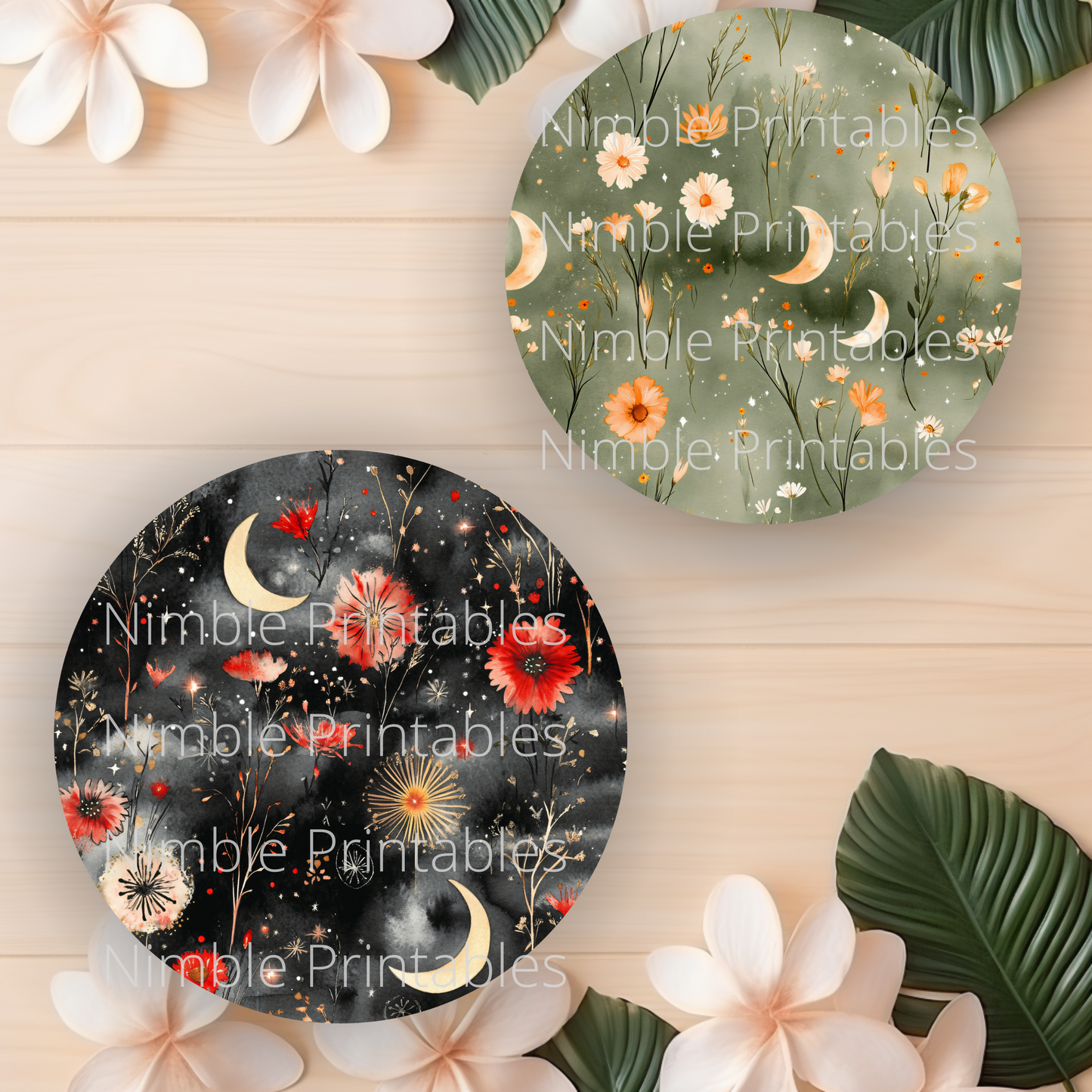 Celestial Floral Car Coaster PNG,  Car Coaster PNG, Instant Downloads, Sublimation Design Car Accessories Car Coaster Designs