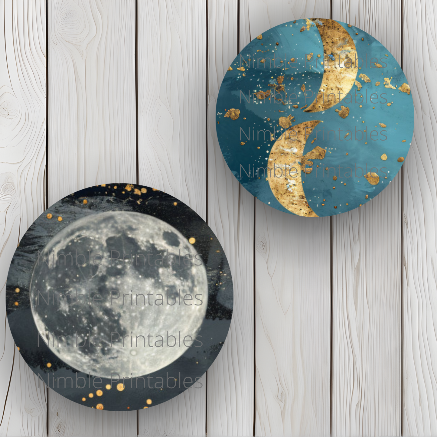 Celestial Moon Car Coaster PNG, Instant Downloads Bundle, Sublimation Design, Car Accessories, Star PNG