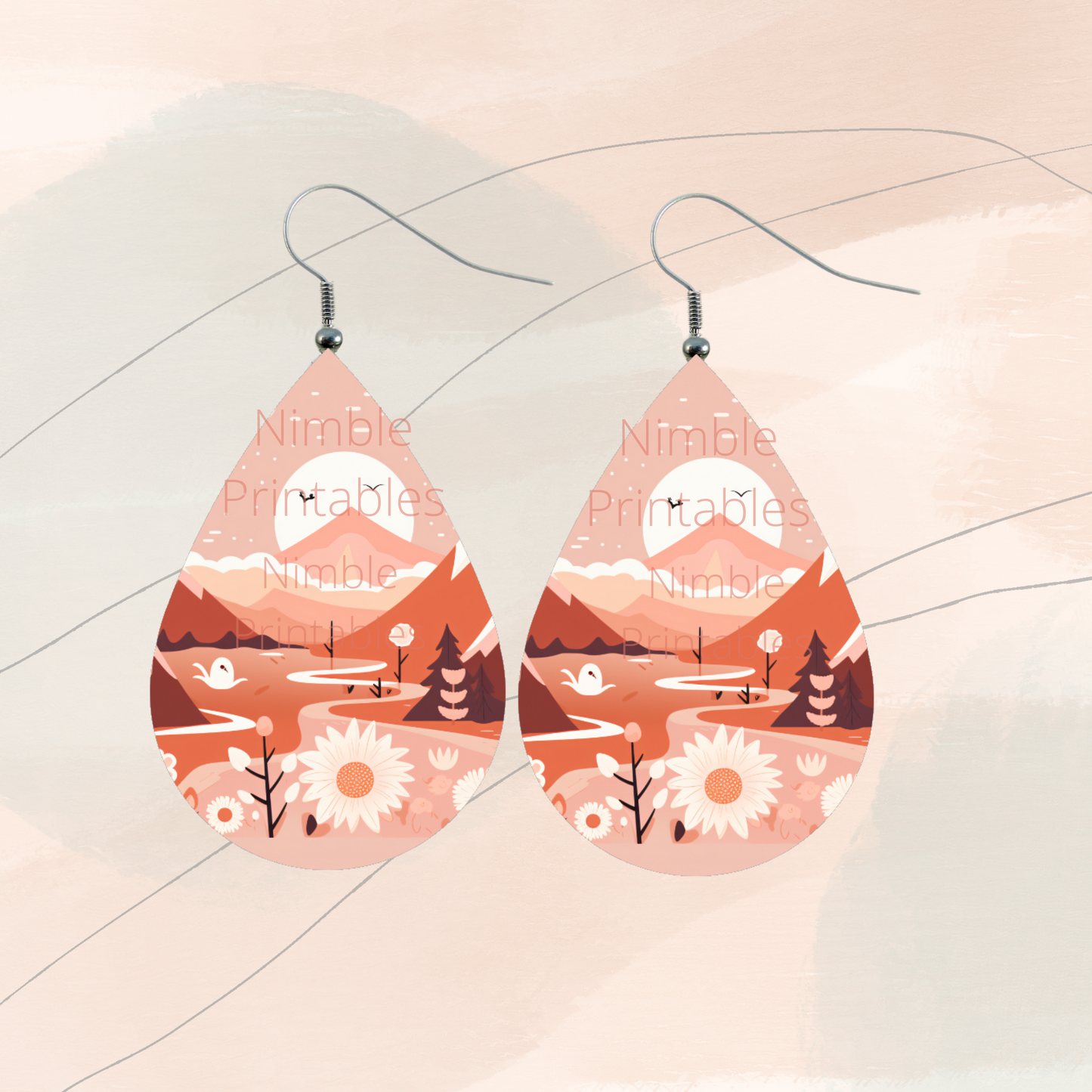 Teardrop Earring PNG Boho Earrings PNG Sublimation Earring Designs Digital Download Instant Download