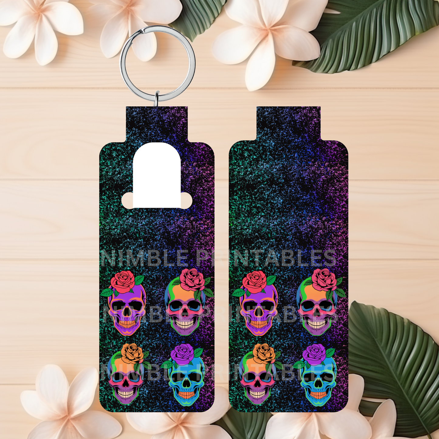 Neon Skull Lip Balm Holder Sublimation Bundle Halloween Key Ring Tag Fob PNG Design Instant Digital Download