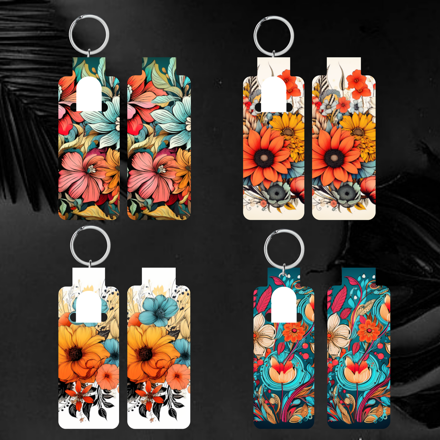 Boho Skinny Lip Balm Sublimation Bundle Skinny Lip Balm Holder PNG Key Ring Tag Fob Digital Downloads, Instant Download Floral PNG