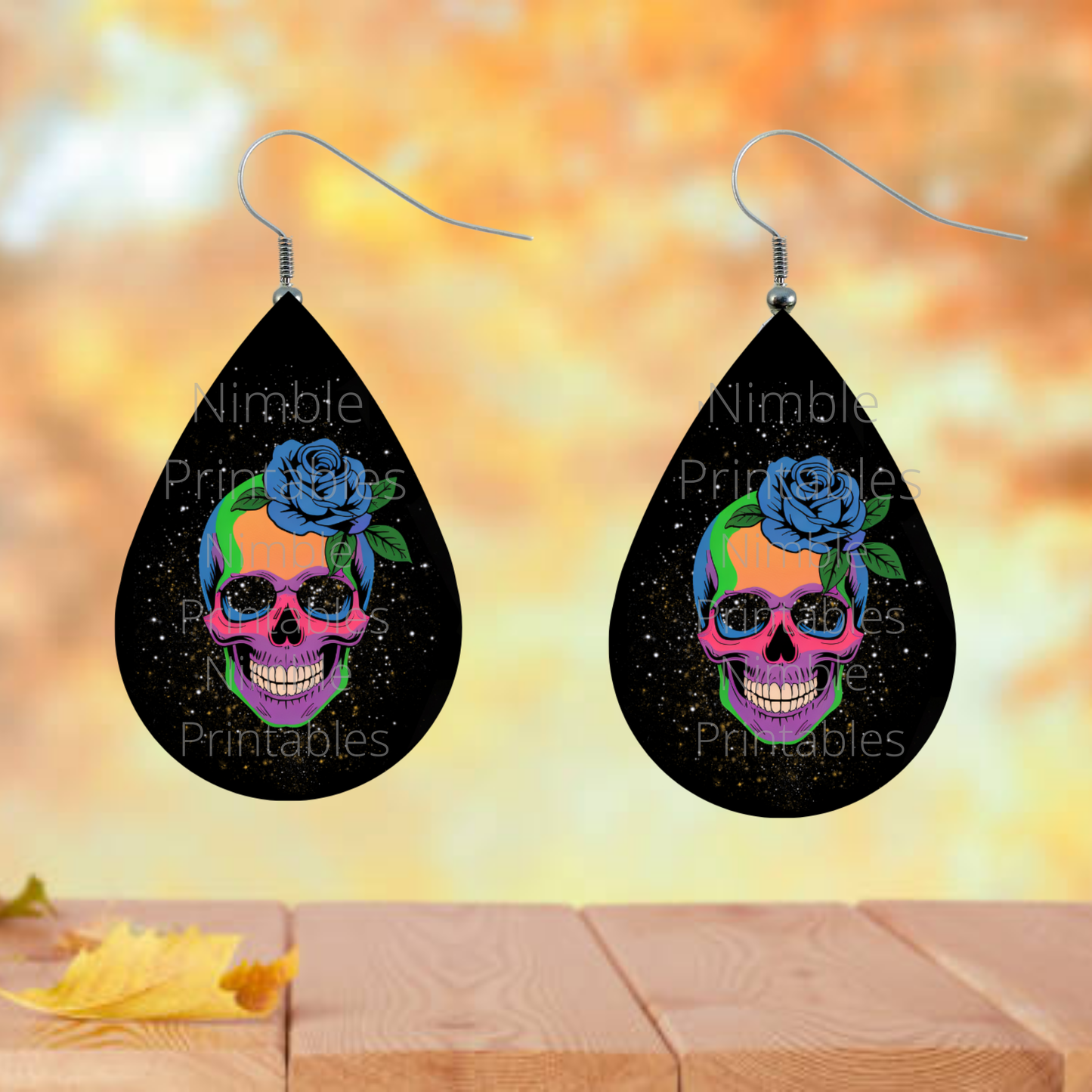 Teardrop Earring PNG Halloween PNG Sublimation Digital Instant Download Designs Skull PNG Goth PNG