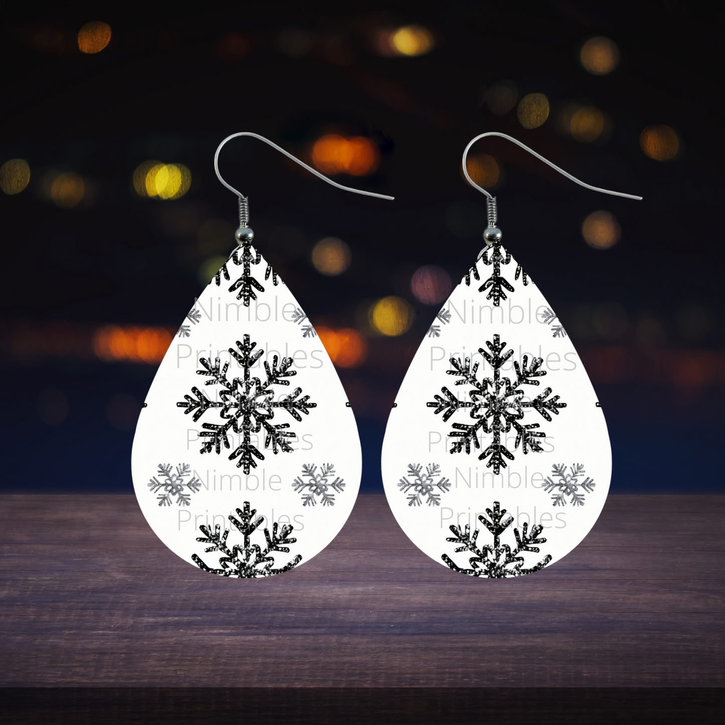 Teardrop Earring PNG Bundle Snowflake Earrings Sublimation Earring Designs Digital Download Instant Download Pink PNG