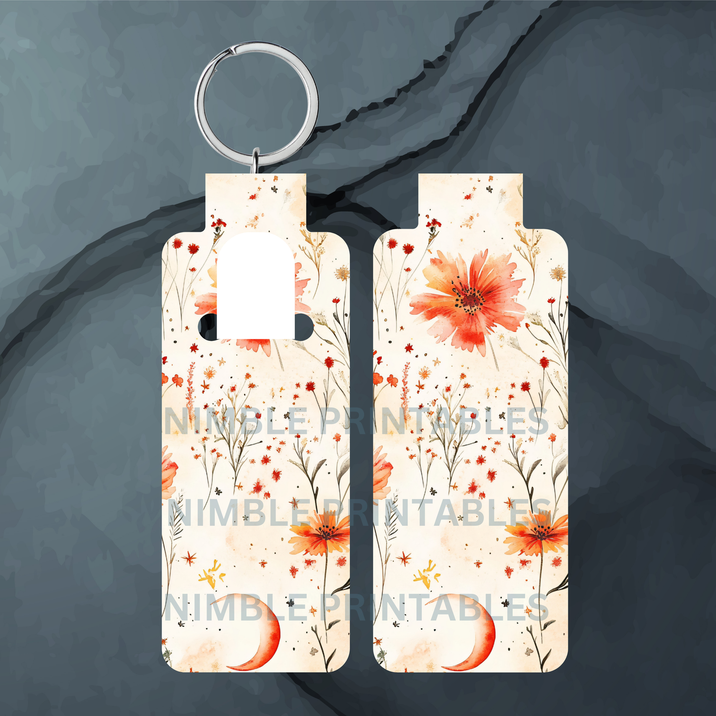 Celestial Floral Skinny Lip Balm Holder PNG Chapstick holder PNG Key Ring Tag Fob Digital Downloads, Instant Download, Sublimation Bundle