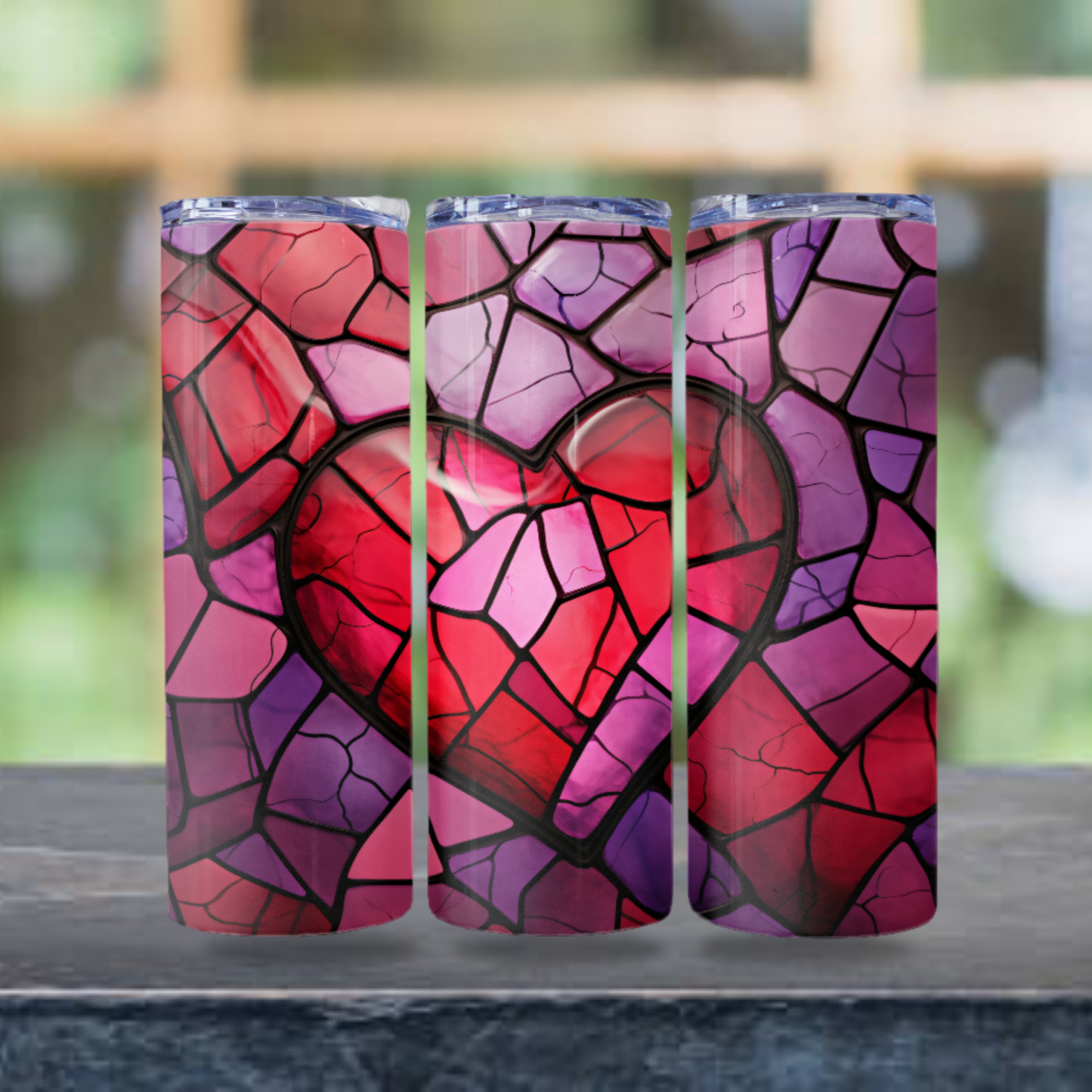 Heart Stained Glass Tumbler Wrap Design 20z Tumbler Digital Download PNG, Digital File sublimation Tumbler Wrap Love PNG, Hearts PNG