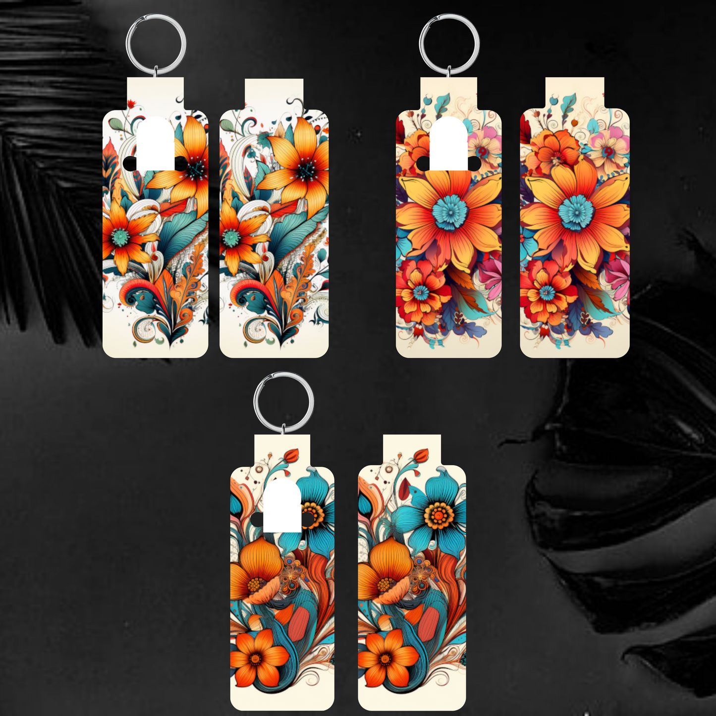 Boho Skinny Lip Balm Sublimation Bundle Skinny Lip Balm Holder PNG Key Ring Tag Fob Digital Downloads, Instant Download Floral PNG