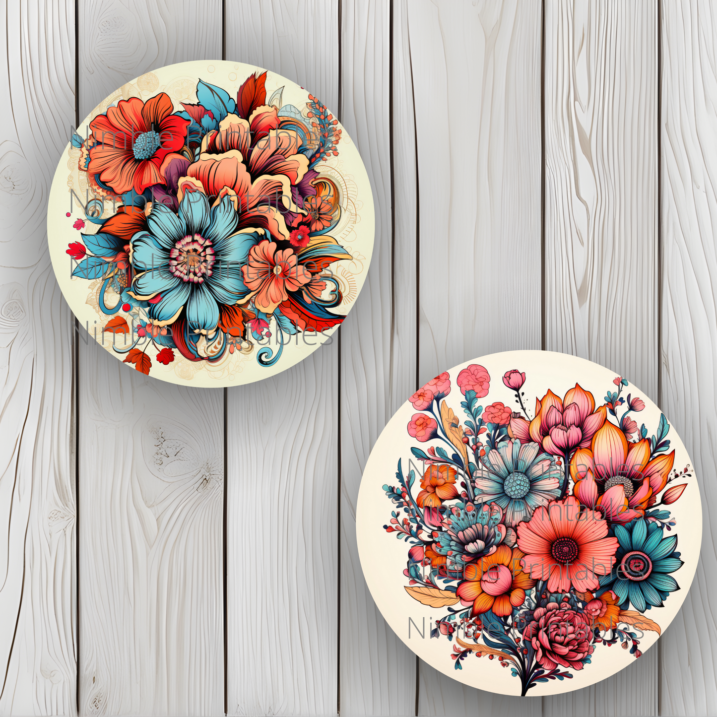 Boho Floral Car Coaster PNG, Floral, Car Coaster PNG, Boho PNG, Instant Downloads Sublimation Design Car Accessories