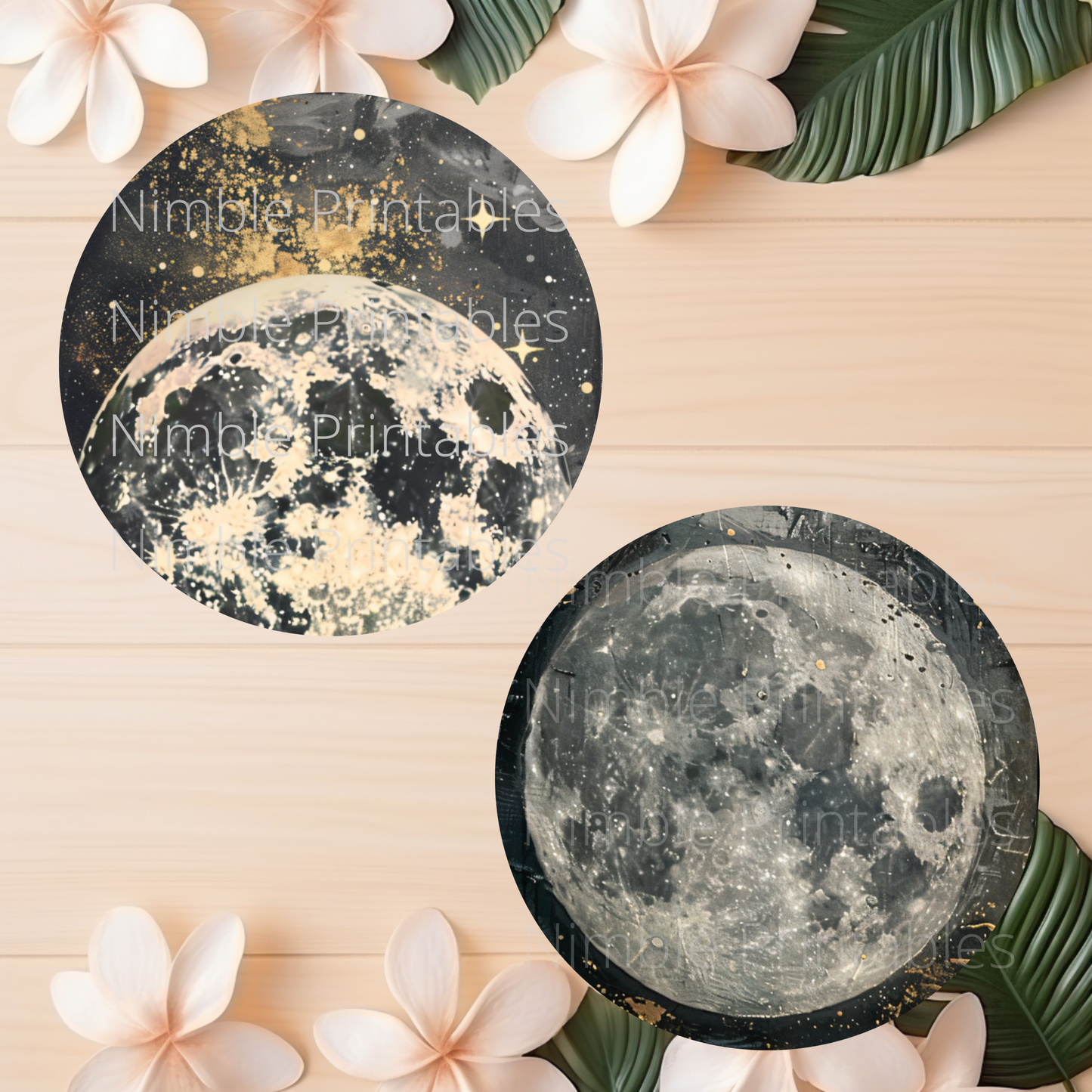 Celestial Moon Car Coaster PNG, Instant Downloads Bundle, Sublimation Design, Car Accessories, Star PNG