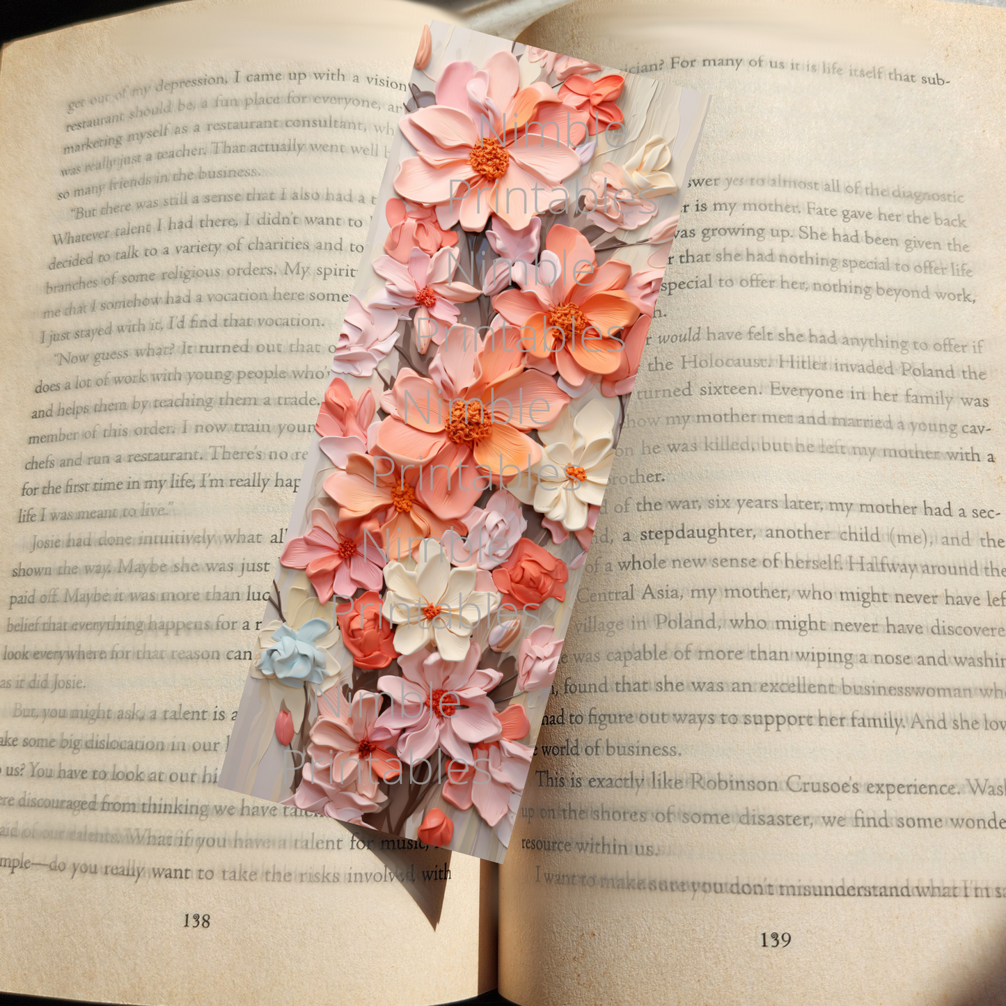 Printable Bookmarks Bundle 3D Floral Prints, Digital Downloads, Bookish Gifts, 44 PNG and 44 JPG Bookmark Sublimation