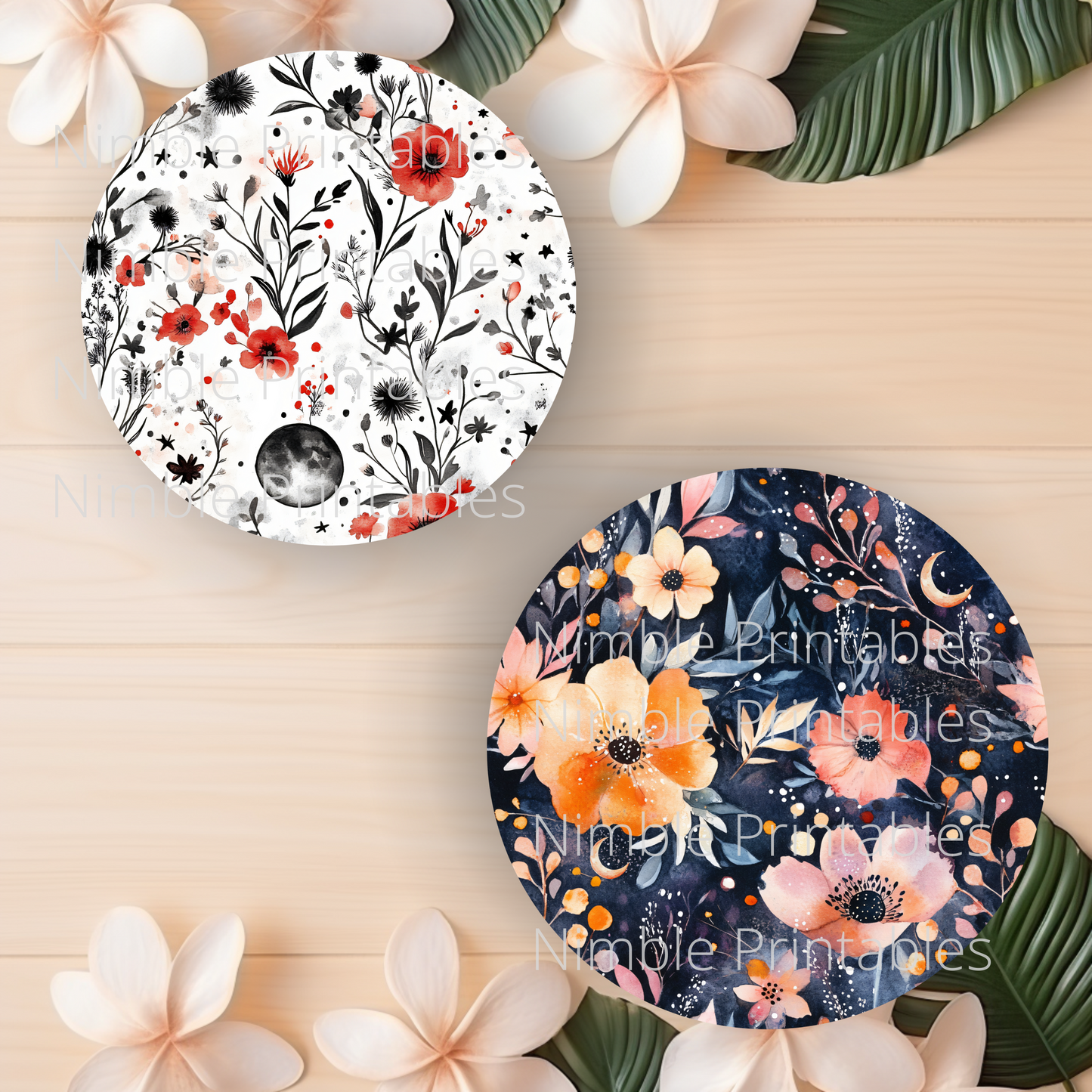 Celestial Floral Car Coaster PNG,  Car Coaster PNG, Instant Downloads, Sublimation Design Car Accessories Car Coaster Designs