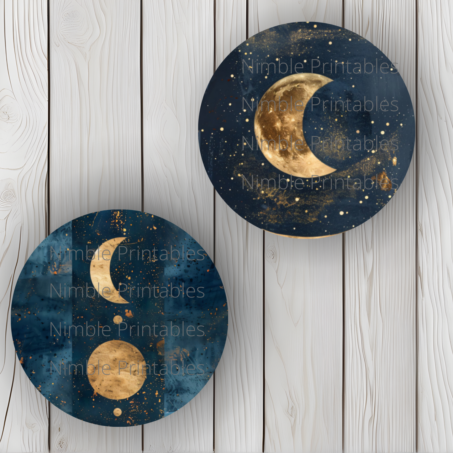 Celestial Moon Car Coaster PNG, Instant Downloads Bundle, Sublimation Design, Car Accessories, Star PNG