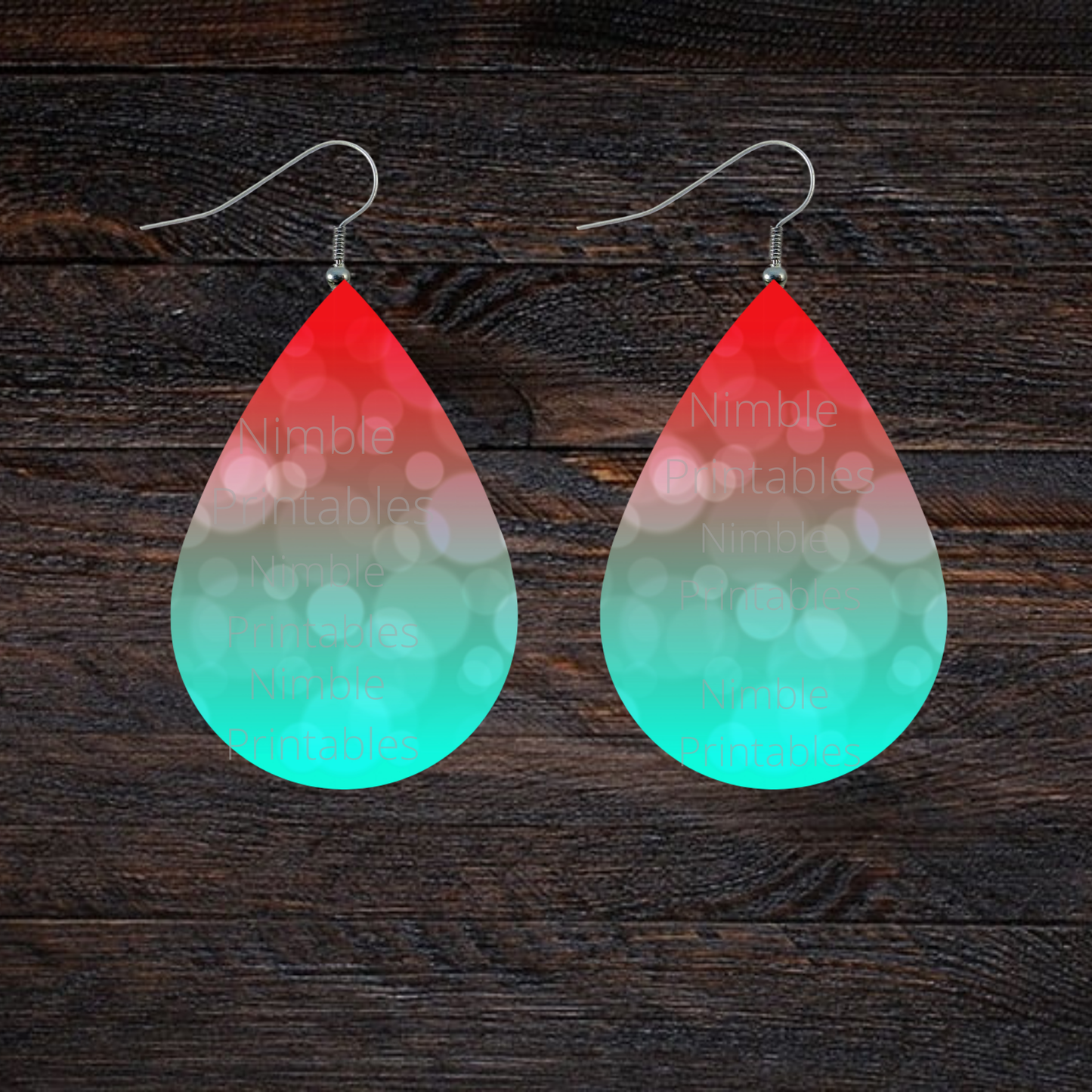 Handmade Teardrop Earrings, Aqua and Coral Ombre, Lightweight Jewelry, Fashion Accessory, Gift for Her, Unique Summer Earrings