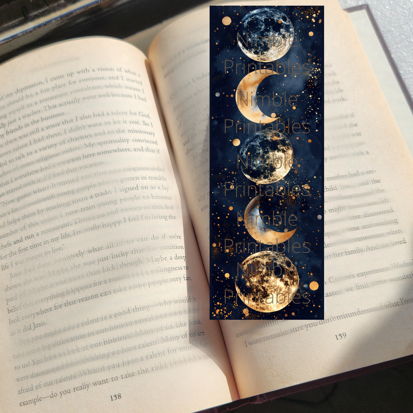 Printable Bookmarks Bundle Celestial Moon, Digital Downloads, Watercolor Bookmark, 40 PNG and 40 JPG Bookmark Sublimation Celestial Print