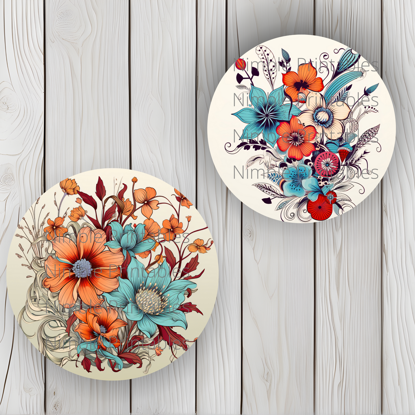 Boho Floral Car Coaster PNG, Floral, Car Coaster PNG, Boho PNG, Instant Downloads Sublimation Design Car Accessories