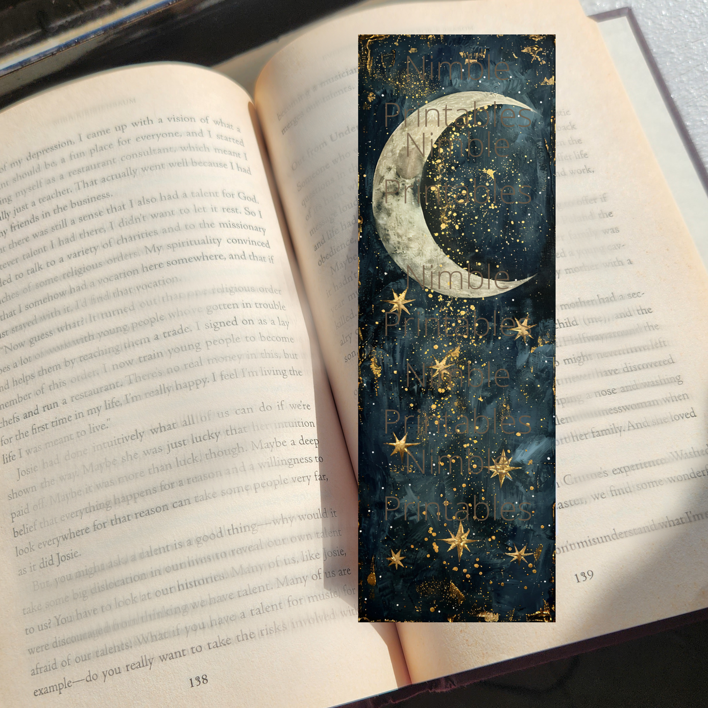 Printable Bookmarks Bundle Celestial Moon, Digital Downloads, Watercolor Bookmark, 42 PNG & 42 JPG Bookmark Sublimation, Star and Moon PNG