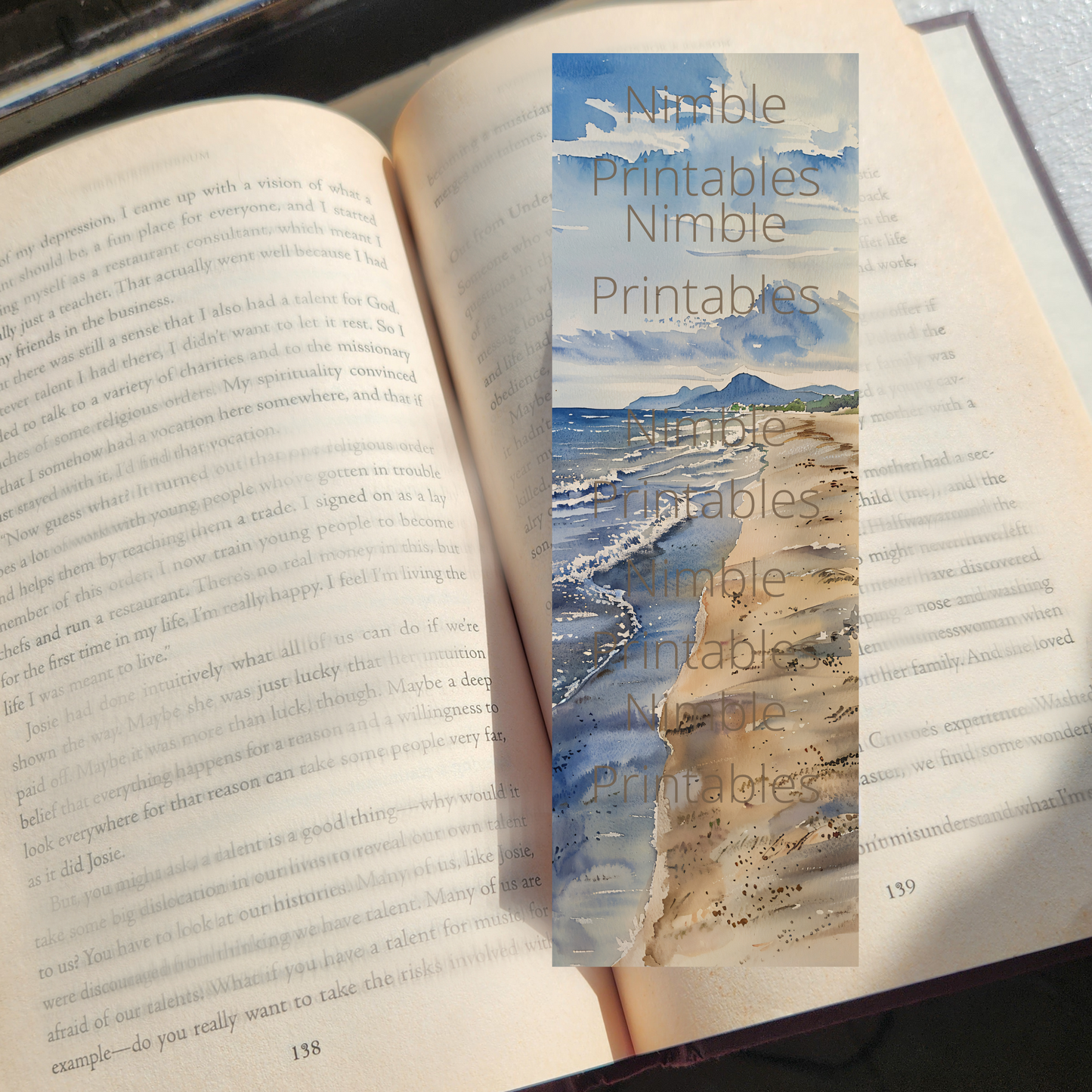 Printable Bookmarks Bundle Beach Theme, Digital Downloads, Watercolor Bookmark, 40 PNG and 40 JPG Bookmark Sublimation