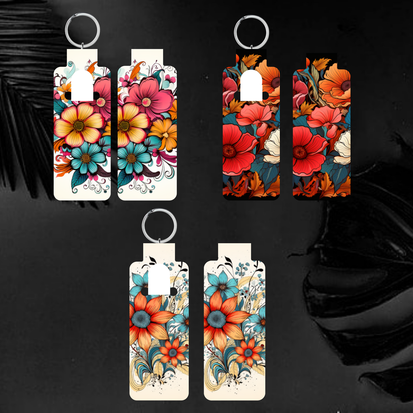 Boho Skinny Lip Balm Sublimation Bundle Skinny Lip Balm Holder PNG Key Ring Tag Fob Digital Downloads, Instant Download Floral PNG