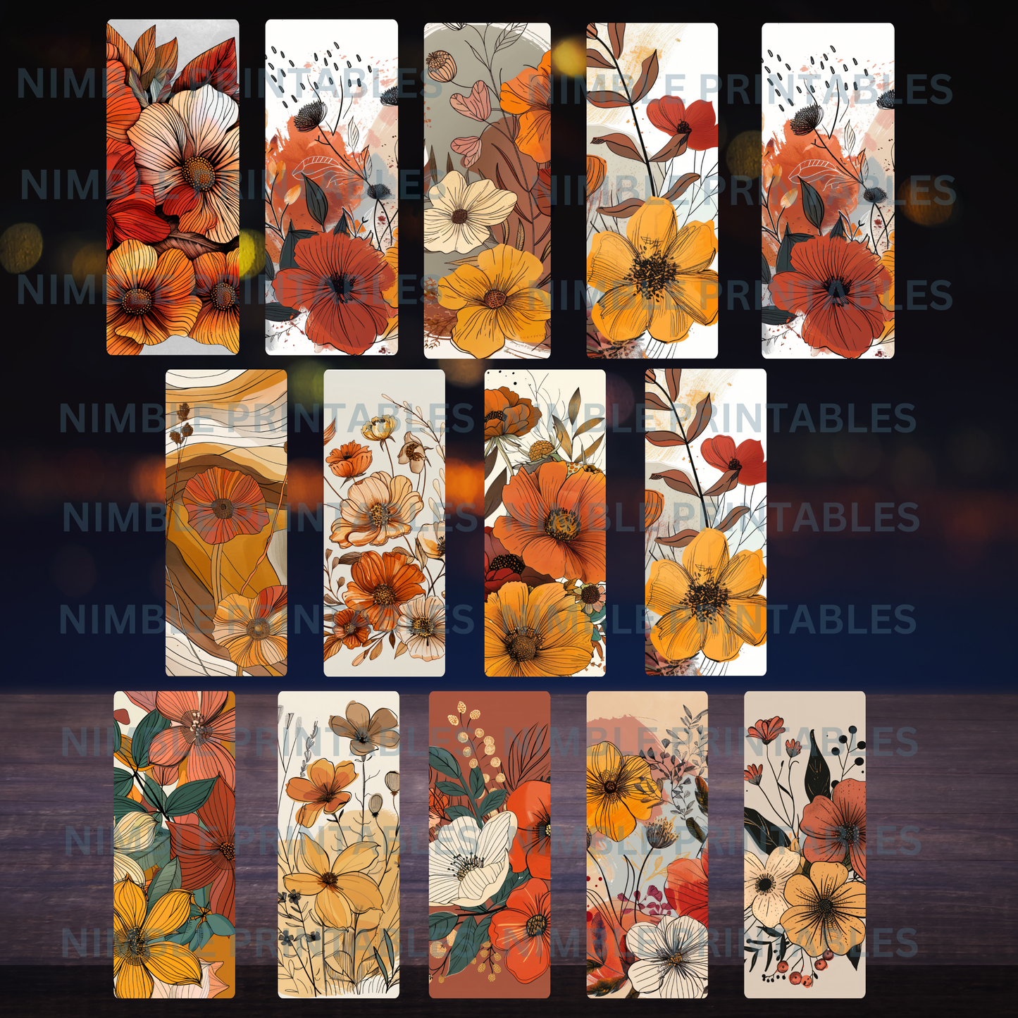 Autumn Boho Floral Skinny Lip Balm Sublimation Bundle Lip Balm Holder PNG Chapstick Holder PNG Sublimation Images Instant Download