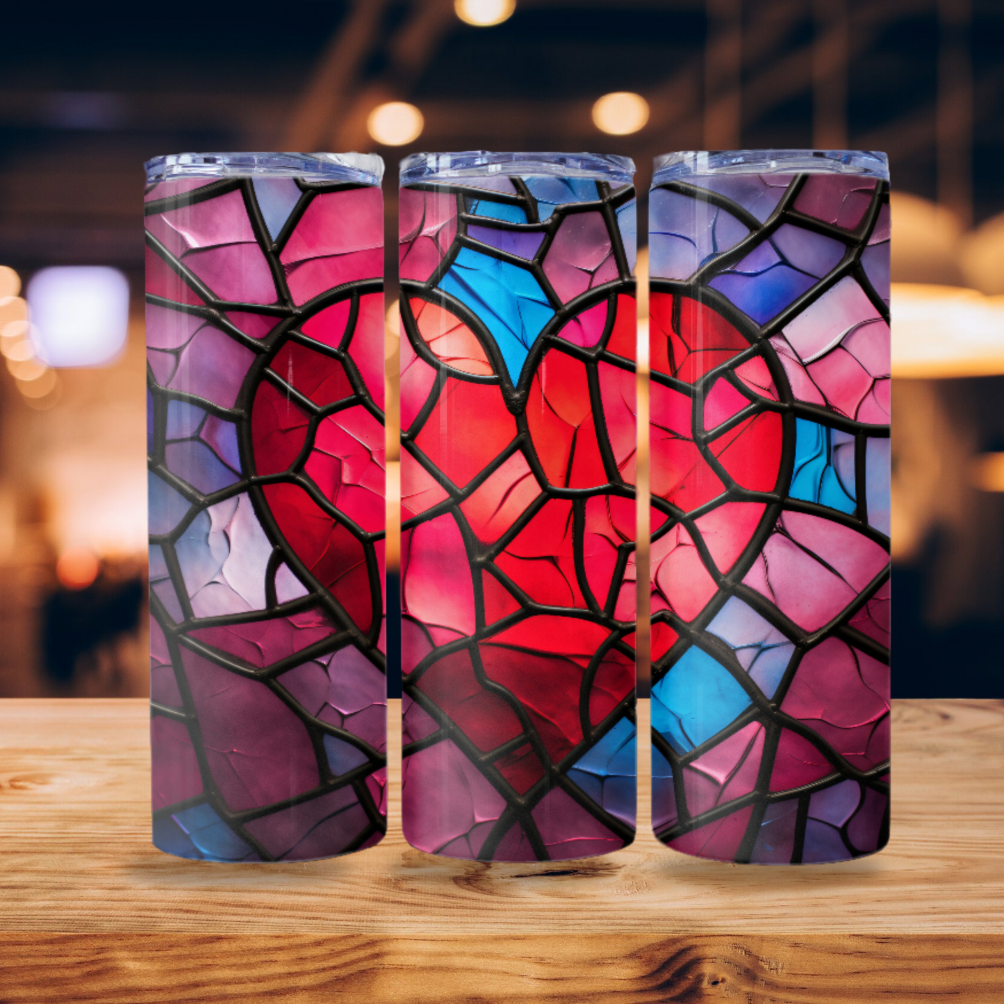 Heart Stained Glass Tumbler Wrap Design 20z Tumbler Digital Download PNG, Digital File sublimation Tumbler Wrap Love PNG, Hearts PNG