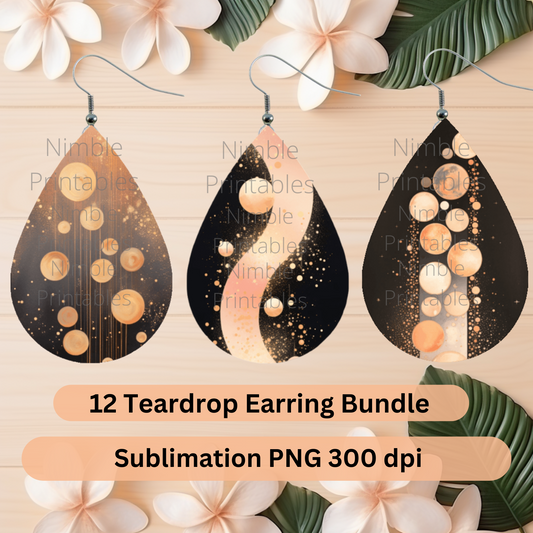 Celestial Teardrop Earrings PNG Bundle 12 Sublimation Earring Designs Earring Sublimation Digital Download Instant Download Moon PNG Zodiac