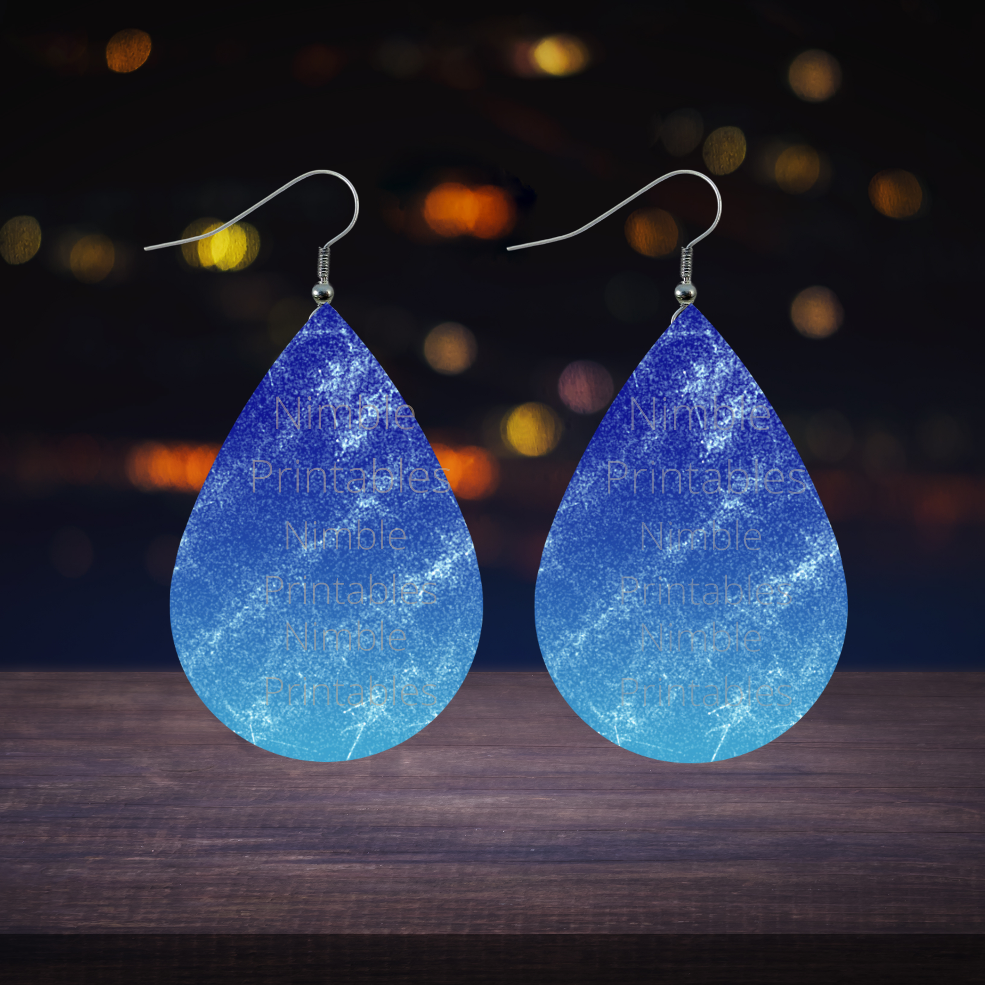 Blue Teardrop Earrings, Sparkling Resin Drop Dangle, Elegant Evening Jewelry, Handcrafted Fashion Accessories, Unique Gift for Her