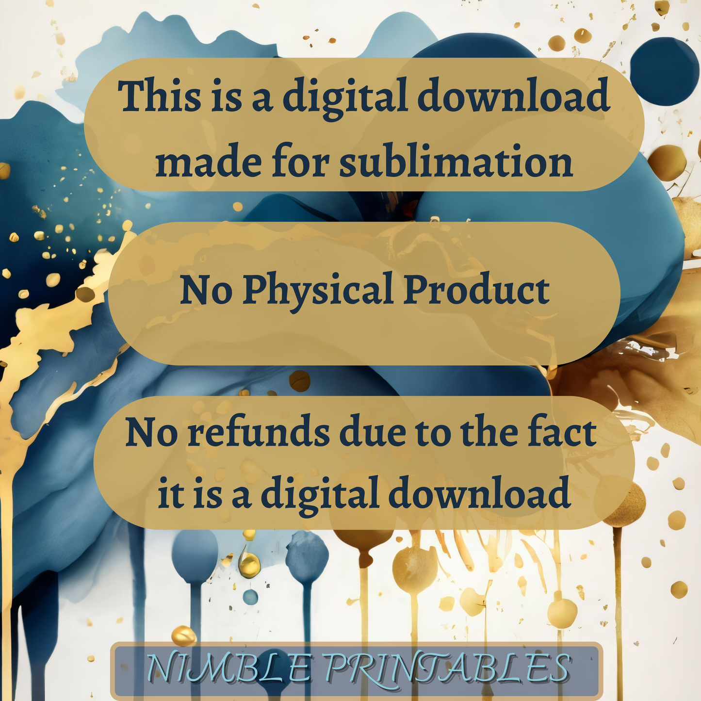 Digital download for sublimation, no physical product, no refunds. Nimble Printables.