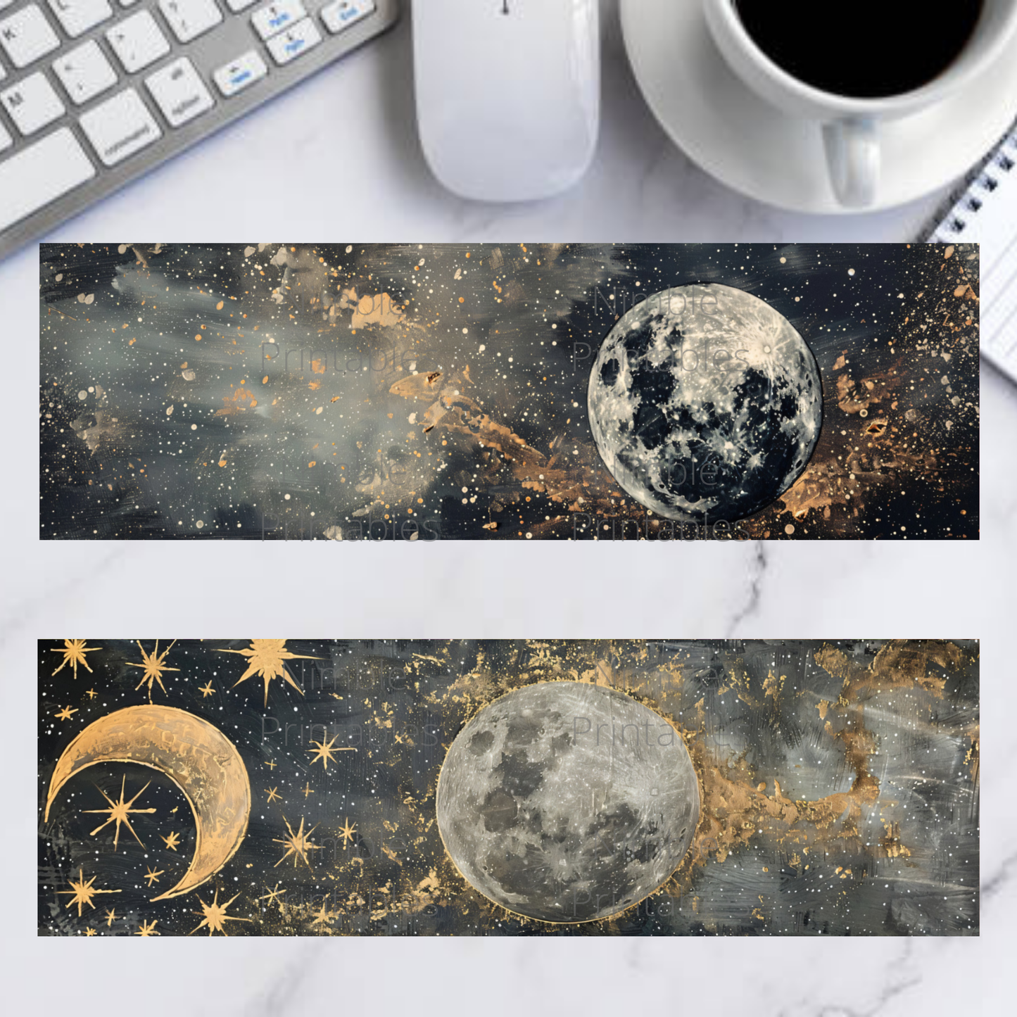 Celestial Moon Art Print, Starry Night Sky Gold Flecks, Lunar Decor, Cosmos Wall Hanging, Outer Space Bedroom Theme, Mystical Moon Poster