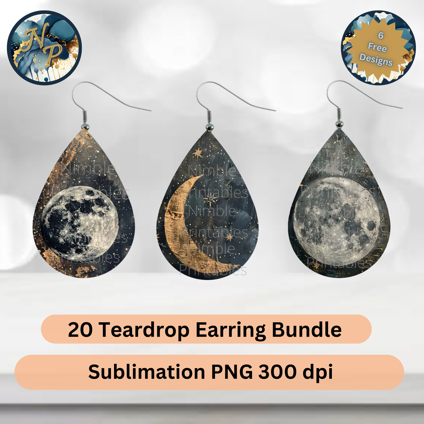 Moon Phase Teardrop Earrings, Celestial Jewelry, Lunar Cycle, Boho Chic Accessories, Mystical Night Sky, Gift for Her, Unique Handmade