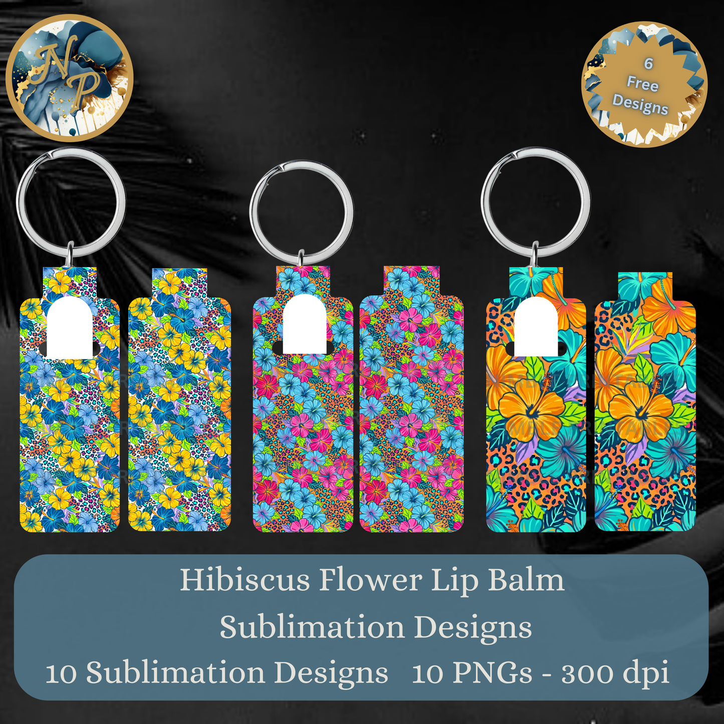 Hibiscus flower lip balm sublimation designs with 10 PNGs.